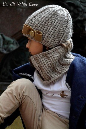 Mütze Schal / Cowl Set "Elite" Häkelanleitung