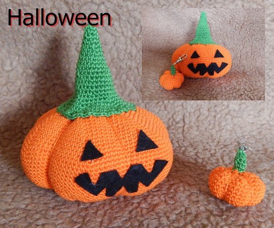 Häkelanleitung Halloween Kürbis mit Schlüsselanhänger
