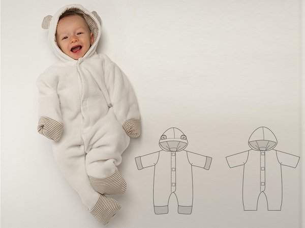 PDF Schnittmuster Baby Overall mit Kapuze für Jungen und Mädchen CASSIA