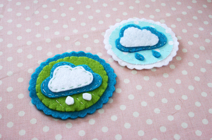 Nähanleitung Brosche / Applikation nähen Wolke aus Filz