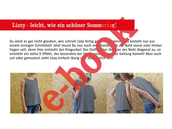 Lizzy - cooles Mädchentop aus einem Schnittteil 74 - 152