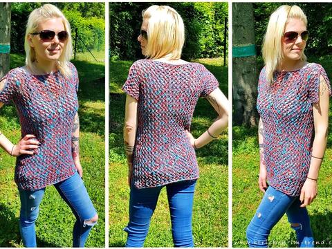 Knitting Pattern for a tunic / top in mesh in all sizes | Tunic ROSE