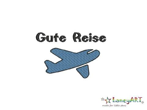 Stickdatei/ Stickmotiv "Flugzeug / Gute Reise" Pes Format (Deco, Brother, Babylock) 
