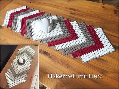 Häkeln/ Tischläufer / Grannydecke Deutsch, Englisch und Italienisch