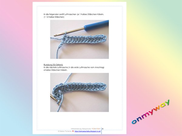 Häkelanleitung: Babystiefel mit Pompon häkeln (Größe: 16/17, 18/19)