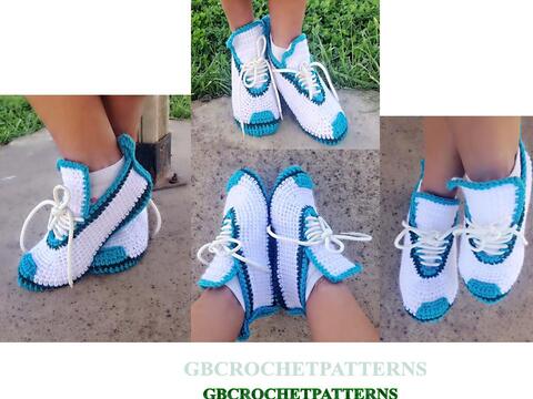 Crochet Slipper Pattern for Men/women and teens, Sport Shoes, US 3-12, crochet house shoes, with video
