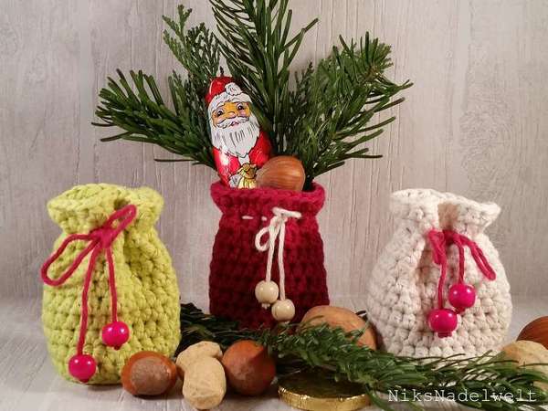 Häkelanleitung - kleines Weihnachtssäckchen