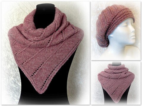 Knitting pattern set, bunde cowl, loop Nelthil and hat, beanie, toque Varya