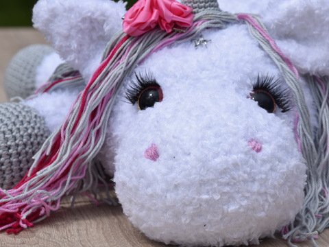 - STELLA - XXL Kuschel-Einhorn häkeln,  flauschiges Einhorn, Plüschtier