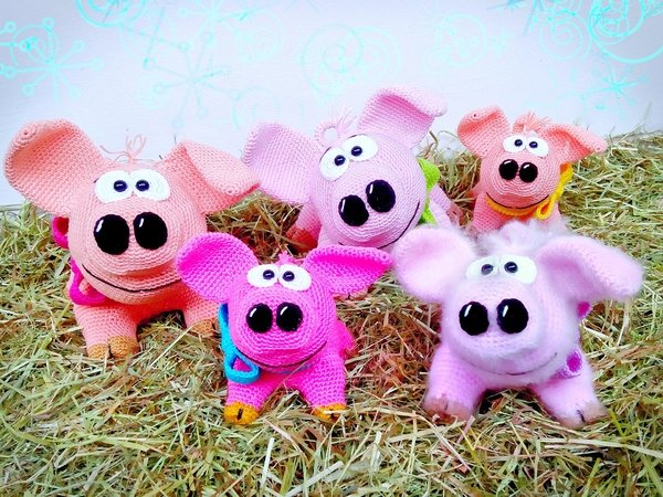 Mama piglet and babies - Crochet Pattern from Diana´s kleiner Häkelshop