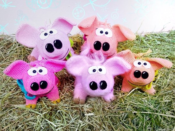 Mama piglet and babies - Crochet Pattern from Diana´s kleiner Häkelshop
