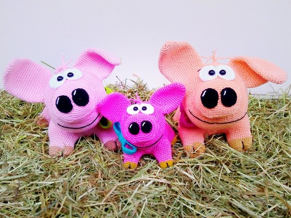 Mama piglet and babies - Crochet Pattern from Diana´s kleiner Häkelshop