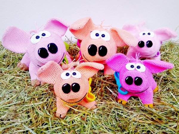 Mama piglet and babies - Crochet Pattern from Diana´s kleiner Häkelshop