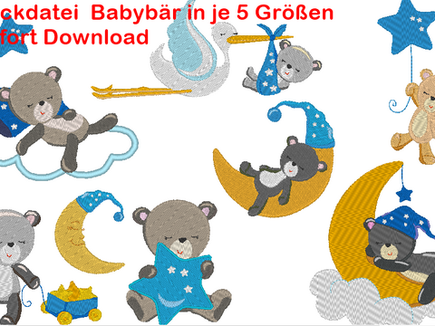 XXL Set Baby Bär Stickdatei