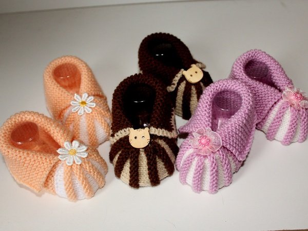 Strickanleitung Babyschuhe, Sohlenlänge ca. 10 - 11 cm, ohne Nadelspiel