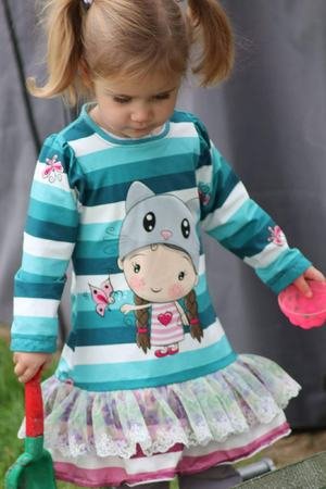 Kleid Rosie Gr. 62 - 164 Rüschenkleid mit Raffung Schnittmuster + Nähanleitung