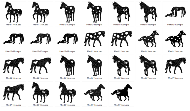 Pferd Silhouette mit Aussparungen Stickdatei