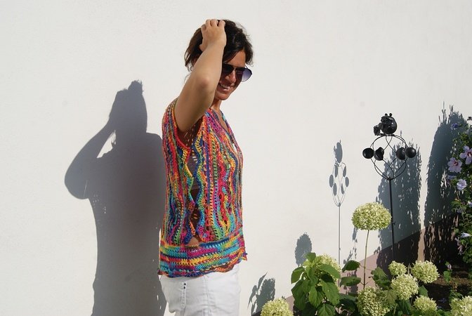 Häkelshirt MULTICOLOR (Gr. S - XL, leicht individuell anzupassen)