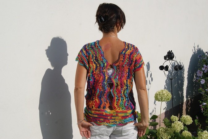 Häkelshirt MULTICOLOR (Gr. S - XL, leicht individuell anzupassen)