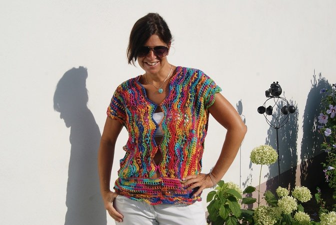 Häkelshirt MULTICOLOR (Gr. S - XL, leicht individuell anzupassen)