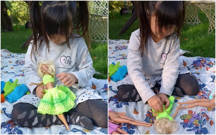 Volantrock mit Oberteil für kleine Anziehpuppen