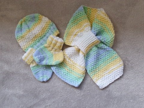 Strickanleitung Baby Set Schal, Mütze, Socken Größe 56/62