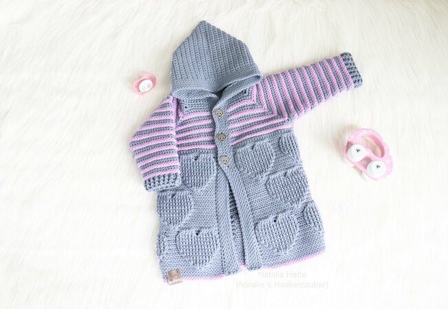 Baby- & Kinderjacke "Jonna", (Gr. 50-128, Reliefmuster)