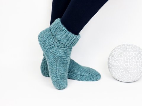 Warm house socks "Calm" (size 35-46, knitted look)