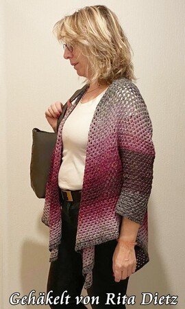 Crochet pattern cardigan or vest 'Papillon' - 2 patterns in one