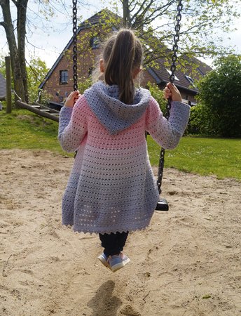Häkelanleitung Cardigan ( Größentabelle 86-48+ Häkelschrift)