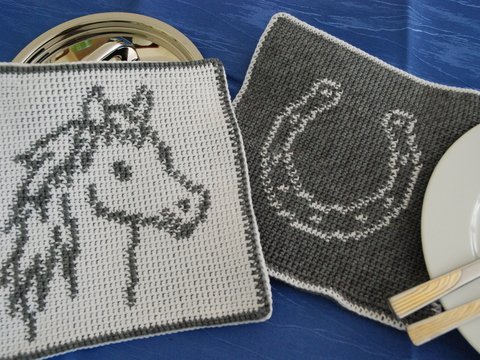 Tutorial doubleface potholders „Horse“