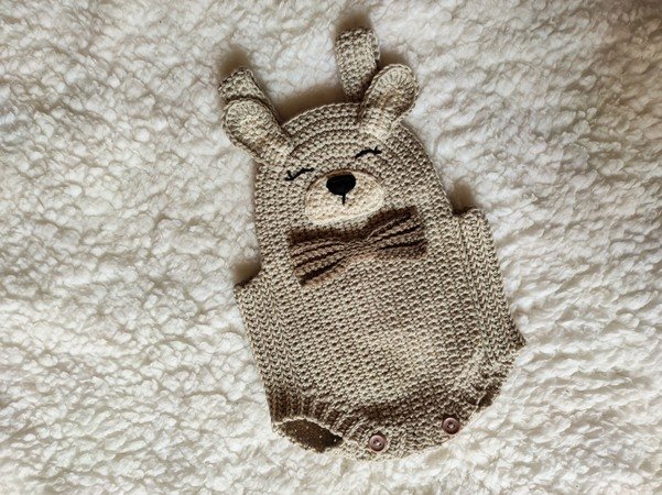 Crochet Pattern Romper Bunny for baby, sizes Newborn to 12 months,