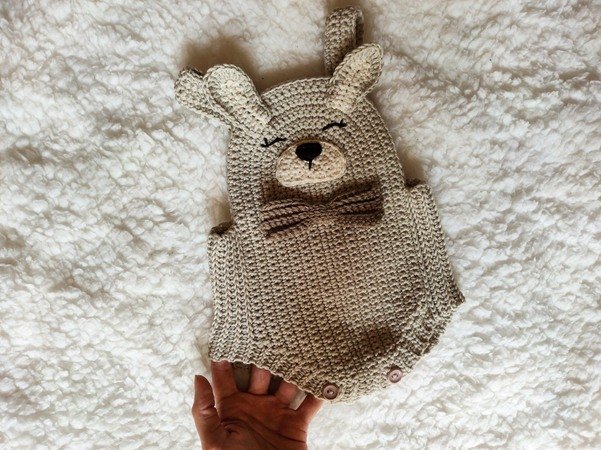 Crochet Pattern Romper Bunny for baby, sizes Newborn to 12 months,