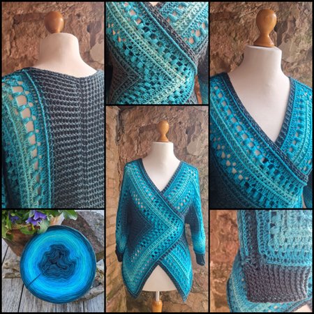Jacke „COSMOS“ aus 2 Grannys mit Muster