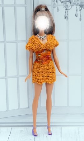 Modernes Puppenkleid mit Sommerhut für kleine Puppen - Häkelanleitung