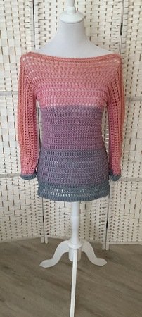 1-Bobbel-Sommerregen-Häkelpulli "Summer Breeze"