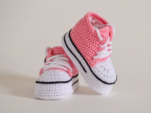 Häkelmuster für Babyschuhe 0-3 Monate, hohe Babyturnschuhe mit Sternen b12