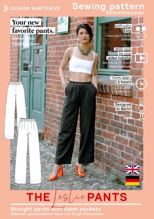 Sewing pattern pants with pockets XS-XXXL, easy with video tutorial