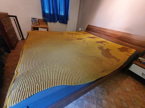 Tiere aus Afrika, Schattenstricken, Illusionsstricken, Decke, Motivdecke
