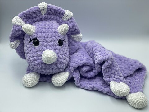 Crochet Pattern - Comforter / Cuddly Triceratops Baby
