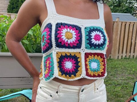 Crochet Granny Square Top, made to measure, size inclusive, 2 sizes