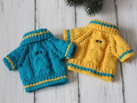 12-inch Dolls Owl Pullover Knitting Pattern