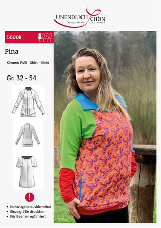 Pina Kimono Pulli - Shirt - Kleid mit Teilung von 32 - 54
