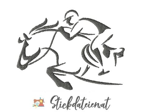 Stickdatei Springreiter, Stickdatei in 3 Größen, Maschinensticken