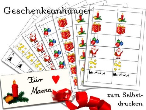 Christmas gift tags template as PDF for self-printing