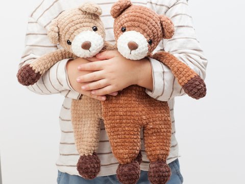 Bear snuggler crochet pattern, bear lovey pattern, comforter