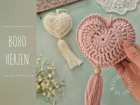 Häkelanleitung: "Boho Herzen" - tolle Herzen im beliebten Boho-Stil häkeln