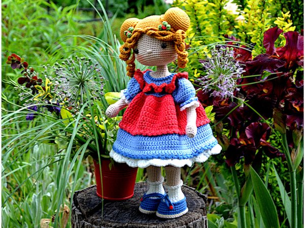 Crochet Amigurumi doll pattern, crochet toy, crochet girl Eliza doll
