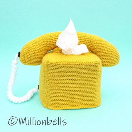 Retro Telefon Taschentuchbox Hülle Häkelanleitung Haus Deko