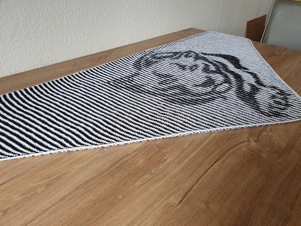 Panther, Schattenstricken, Illusionsstricken, Motivtuch